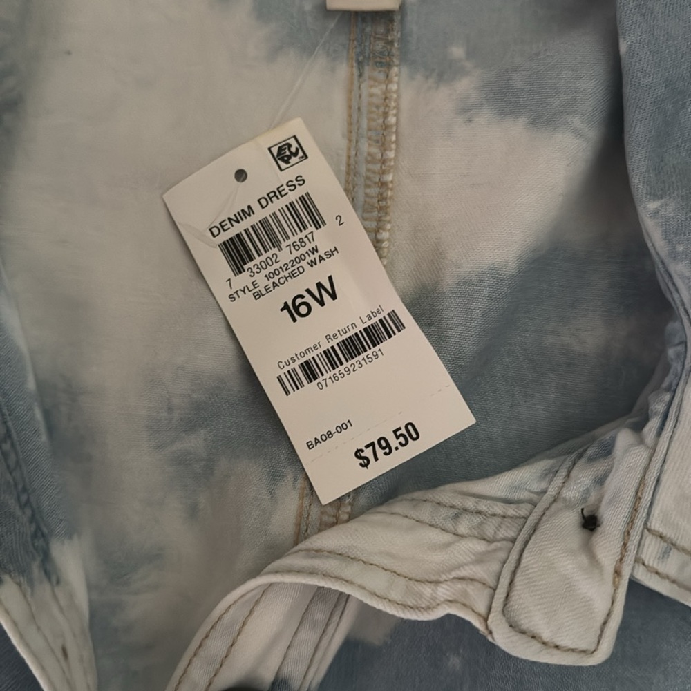 Style & Co NWT❗️Bleached Denim Tie-Dye Button-Up Dress - Picture 4 of 6